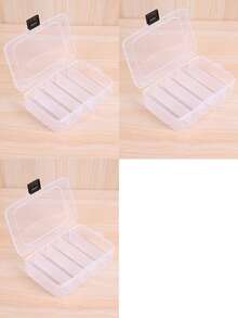 1pc/2pcs 5-Compartment Organizing Box For Makeup Or Hair Accessories, Portable Partitioned Container With Buckle - Clear - View 15
