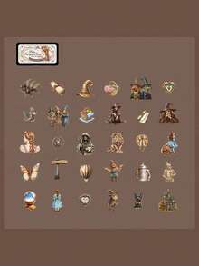 60 张/包童话风景迷你贴纸、创意美学贴纸贴花、DIY 装饰拼贴工艺材料、节日礼物、个性化剪贴簿学校用品 - 彩色 - 查看 14