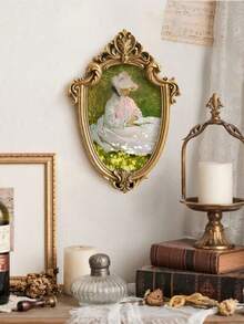 1pc European Classical Style Gold Patterned Asymmetrical Mirror Decoration Photo Frames, Can Be Hung Or Placed On Table As Home Wall Or Vanity Mirror Decoration Best Gifts Birthday Graduation