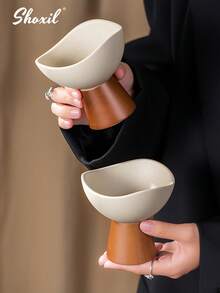 shoxil 1 قطعة وعاء سيراميك مرتفع القاعدة، وعاء حلوى، وعاء آيس كريم، طبق عرض وجبات خفيفة، صينية تقديم للطعام، مناسب لوجبات الشاي بعد الظهر، التجمعات العائلية، غرف النوم، المقاهي، الاستخدام خلال شهر رمضان - كأس الحلوى - مشاهدة 2