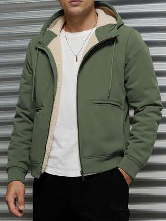 男士秋冬加厚保暖连帽运动衫，温暖休闲运动连帽衫，适合日常通勤和街头穿着，适合各种