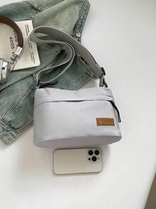 1 件防水斜挎包，1 件男女通用休闲尼龙斜挎包，可调节肩带，防水拉链单肩斜挎包，多口袋，纯色，涤纶衬里，适合购物、钱包、手提包、年轻女性、大学生、新婚夫妇、办公室女士。非常适合办公室、大学、工作、商务、通勤、户外活动、旅行和野餐 - 淺灰色 - 查看 11