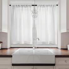 1pc Solid Color Kitchen Curtain, Linen Texture, Semi-Sheer Privacy Bathroom Window Curtain, Small Kitchen Cabinet Curtain