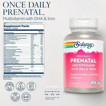 SOLARAY Once Daily Prenatal Multivitamin With DHA &Amp; Iron, Prenatal Vitamins And Minerals For Expectant Mothers, Easy Morning Herbal Blend &Amp; Whole Food Base, Lab Verified, 90 Servings, 90 VegCaps - 白色的 - 查看 2