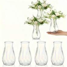 1/2/5/10pcs Plastic Striped Vase, Clear Glass Flower Vase, Floral Arrangement Craft Suitable For Various Bouquets And Decorative Display, Applicable For Holiday And Home Decor, Suitable For Table Decoration, Wedding, Family Dinner Vase Decor - White - View 2