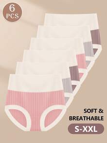 MIOTAN 6pcs Women's Cotton Underwear High Waist Comfortable And Soft Underpants