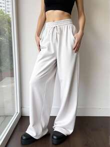 Quần nỉ nữ dáng rộng, dây rút, kiểu dáng mới Thu/Đông, lót dày ấm áp, họa tiết hoa màu xám nhạt, phong cách retro sinh viên, phù hợp cho thể thao, công sở, lễ tốt nghiệp, tựu trường và các dịp khác, cũng thích hợp cho giáo viên mặc. - Màu Xám nhạt - Xem 4