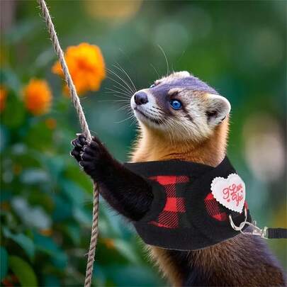 Ensemble de harnais et laisse pour animaux de compagnie, convient aux cochons d'Inde, hamsters, hérissons et lapins - Poitrine universelle, utilisation en extérieur pour prévenir les fuites