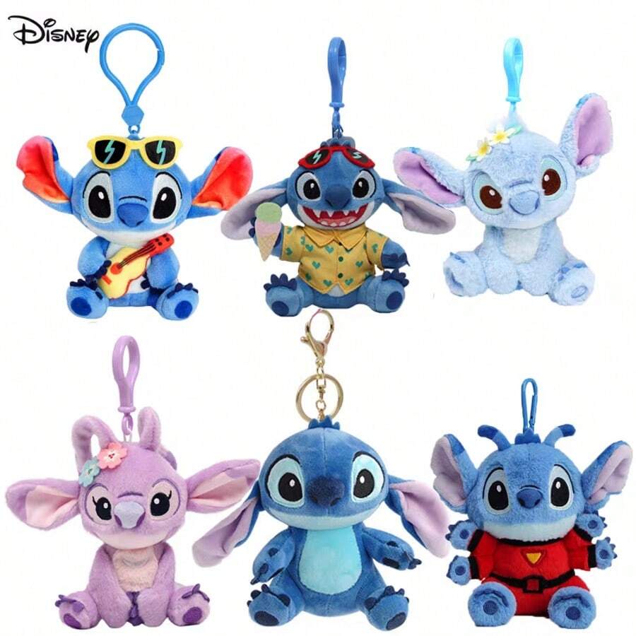 Genuine Toy Story Stitch Angel Kawaii Plush Toys Doll Cartoon Stuffed Toys Anime Keychain Strawberry Bear Alien Rex Pendant Strap Toys Car Keyring Birthday Christmas Gift For Boy Girls