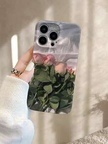 PinkRose Bouquet Film-Style Hard Phone Case With Precision-Cut Holes, Four-Corner Anti-Drop Camera Enhanced Protection, Prevent Wear And Tear, Comfortable Feel, Protective Buttons, Breathable Heat Dissipation, Dustproof, For Men And Women For Phone 11/12/13/14/15/16 Plus Promax Pro Series. - White - View 2