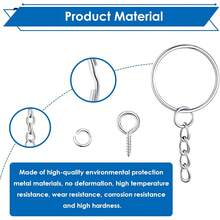 ¡RecomendadoJuego de 420 piezas para hacer llaveros de 1" 25mm, incluye 140 piezas de anillos de llavero con cadena, anillo de salto, pines de ojo de tornillo para llaveros/joyería/DIY¡Top de Temporada - 1 - Ver 4