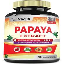 Temido Papaya Leaf Extract Supplements Capsules, 3 Months Supply With Kalmegh, Apple Pectin, Peppermint - Improved Digestion Function - 90 Vegan Capsules - White - View 1