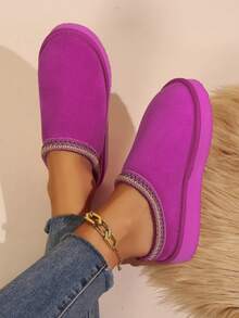 Women's Low Top Indoor Comfy Slippers Winter Warm Shoes - Hot Pink - View 8