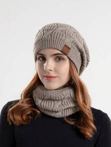 Women's 3 PiecesHat, Scarf And Gloves Set / 2-Piece Hat And Scarf Set / Single Women's Knitted Beanie Hat With Ear Warmer, Autumn/Winter Valentines Gift - 9983-3 - View 3