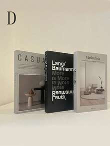 3Pcs Minimalist Faux Book Set, Black White Decorative Books For Home Decor, Hotel Villa Bookshelf Desk Display Prop - Multicolor - View 11