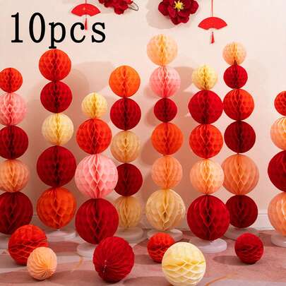 10 个直径 20 厘米的蜂窝纸花球，婚礼生日派对装饰，纸灯笼挂饰，适用于派对、情人节、婚礼装饰