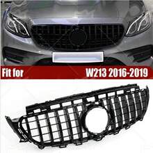 Auto-Fronthaubengrill, Frontstoßstangen-Mittelgrill, kompatibel mit E-Klasse W213 C238 2016–2019, Ersatzteile für Stoßstangengrill - Schwarz - Übersicht 1