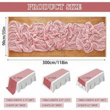 10ft Solid Color Pleated Bohemian Style Cheese Cloth Table Runner, Gray-Pink, 1pc - وردي - مشاهدة 8