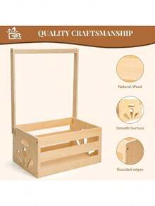 1pc Wooden Storage Basket With Handle,Shower Crate Closet Clothes Organizer Basket, Portable  Clothes Hat Rack,Pregnancy Gifts For New Parents. - 紫紅色 - 查看 9