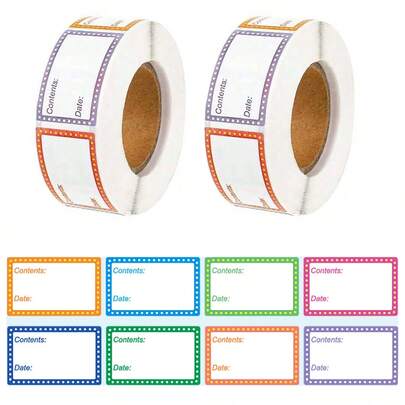 200pcs Removable Refrigerator Labels, Food Storage Labels, Self-Adhesive Freezer Labels, Easy To Clean Kitchen Jam Labels, 8 Color Food Label Rolls