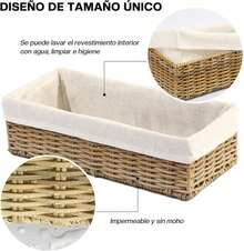 Cestas Tejidas a Mano para Almacenamiento:3 Piezas Canastas Organizadoras-rganizadora de Almacenamiento con Tres tamaños, Diseño Higiénico y Decorativo para Hogar, Dormitorio y Baño - Beige - Ver 11