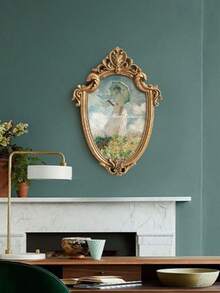 1pc European Classical Style Gold Patterned Asymmetrical Mirror Decoration Photo Frames, Can Be Hung Or Placed On Table As Home Wall Or Vanity Mirror Decoration Best Gifts Birthday Graduation