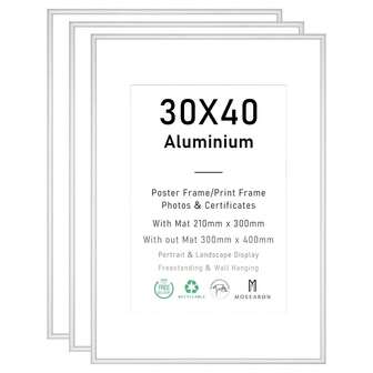 2/3 件 12x16 英寸/30x40 厘米银色铝合金相框，A3/A4 现代家居装饰艺术画框，简约时尚金色铝合金装饰画框