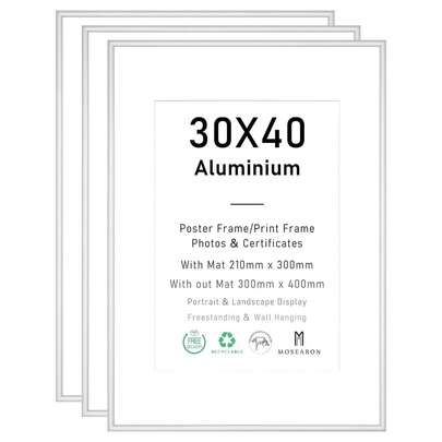 2/3pcs 12x16in/30x40cm Silver Aluminum Alloy Photo Frame, A3/A4 Modern Home Decor Art Frame, Minimalist Stylish Gold Aluminum Alloy Decorative Picture Frame