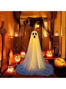 LED Light Up Ghosts, Halloween Decorations, Prints, Front Porch Patio Scary Standing Ghosts - Warm Color - View 5