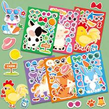 beartale 6 Sheets Make Your Own Farm Animals Stickers, Make A Face Stickers, Fantasy Farm Animals DIY Craft Stickers, Party Favor Supplies Crafts, Quiet Stickers, Travel Toy, Party Bag Fillers, Quiet Activity For Travel, Classroom, Holiday Gifts, Early Educational Toys, Classroom Toys,Student Stationery, Halloween/Back To School Gift For Youngsters, Adults, Christmas Gift