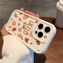 Autumn Maple Leaf Pumpkin Chestnut Pattern Ivory White Phone Case For IPhone 11 12 13 14 15 16 Pro Max XS XR X 7 8 Plus Series, Suitable As A Gift On Special Holidays To Girlfriends, Boy Friends Or Yourself, Textured Phone Case, Phone Case Vintage, Animal Phone Case, Beaded Phone Case, Holiday Gift, Special Occasion Gift, Textured Finish, Vintage Design, Durable Case, Beaded Detailing, Decorative Case, Unique Phone Accessory, For Him, For FriendsSuitable For IPhone 17 Air - 黑色 - 查看 6