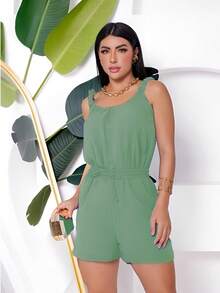 Women's Shorts And Tank Top Set - Mint Green - View 2
