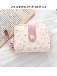 Short Women's Wallet Simple Cute Kitten Pattern Coin Purse Multi-Functional Card Holder With Multiple Card Slots Money Bag For Women Wallet Mini Wallet Purse Wallet Fall Autumn Cute Wallet Small Wallet Wristlet Wallet