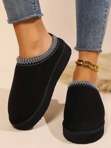 女士低帮室内舒适拖鞋冬季保暖鞋 - 黑色 - 查看 7