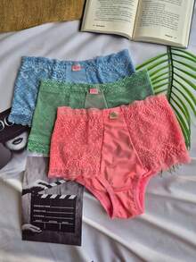 Kit 5 Calcinha Cinta Modeladora Mirla Alta Pressão Rendada Moda Intima Feminina