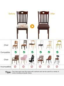 6 Pcs Chair Seat Cushion Covers, Stretch Dust & Stain Resistant Protective Covers, Jacquard Geometric Chair Seat Cover, Modern Chair Cushion Cover Bedroom Dining Chair Covers, Brushed Jacquard Chair Covers, Detachable And Washable Furniture Protective Covers