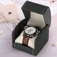 Luxury Single Watch Box With Removable Pillow, PU Leather Single Watch Wristwatch Jewelry Storage Display Holder Cases Men And Women Black - màu đen - Xem 1