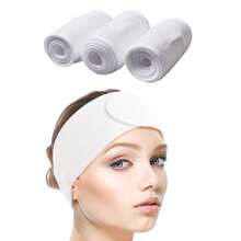 SINLAND Spa Headband For Women Ultra Soft Adjustable Makeup Hair Band With Magic Tape, Stretch Head Wrap For Bath, Shower, Facial Mask, Yoga - trắng - Xem 2