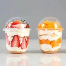 20 pièces Coupes à dessert jetables transparentes, coupes à dessert en plastique avec couvercles, coupes en plastique de 270/350 ml, coupes à yaourt, crème, glace et fruits polyvalentes, idéales pour les anniversaires et les mariages
