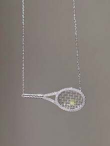 rundraw 1 Bộ vòng cổ và vòng tay vợt tennis Zirconia khảm vàng đồng sang trọng thời trang thu/đông, thích hợp cho tiệc tùng, khiêu vũ, thể thao ngoài trời, phụ kiện trang phục hàng ngày - Vàng - Xem 5