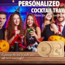 1pc Personalized Salt-Rimmed Bartender Tools, Wooden Cocktail Seasoning Tray-Laser Engraved Name-Suitable For Parties, Bars, Cocktail Receptions - A3-custom Halloween - View 7