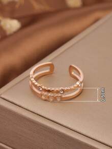 1枚不锈钢玫瑰金镂空双层心形立方氧化锆戒指，时尚百搭甜美风格，适合女性日常佩戴、派对、生日、礼物等场合。 - 尚雙層鏤空小愛心戒指 - 查看 4