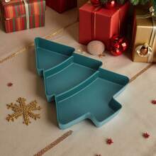 Tavă multicompartimentată în formă de brad de Crăciun pentru fructe uscate, gustări și dulciuri, potrivită pentru servirea mâncării, gustărilor, băuturilor, sushi, pizza, deserturilor, prăjiturilor și pâinii, tavă pentru micul dejun, tavă pentru cafea, tavă pentru ceai, platou pentru delicatese, ustensile de bucătărie de uz casnic, platou de servire reutilizabil cu atmosferă festivă, Crăciun 1 buc.