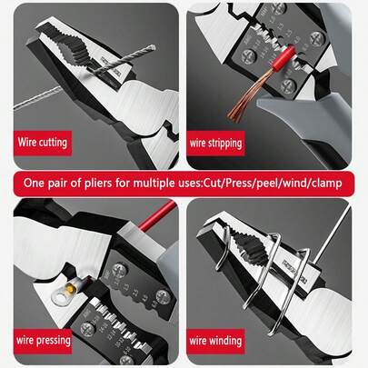 9-Inch Multi-Function Pliers, Steel Wire Pliers, Diagonal Pliers, Industrial Grade Needle-Nose Pliers, Labor-Saving Anti-Slip Handyman Pliers, Electri