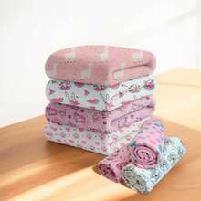 Anti-Allergic Baby Blanket Super Soft Flannel 100% Cotton Large With 70x90cm Layette For Girl Boy Minasrey Blanket Printed Blanket With Crochet Around Beautiful And Cute Finish - 女性化 - 查看 2