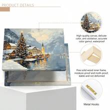 1pc Hallstatt Village Christmas Scene Canvas Print - Winter Scenery Wall Art, Waterproof, Suitable For Home Decor, Room Decor, Bedroom Decor, Living Room Decoration, Bathroom Decor, Wall Decor, Christmas Decorations For Home, Optional Wall Art With Frame