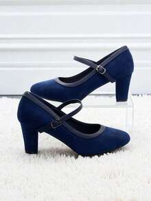 Solid Color Casual Commute Elegant Office Party Holiday - Blue - View 1