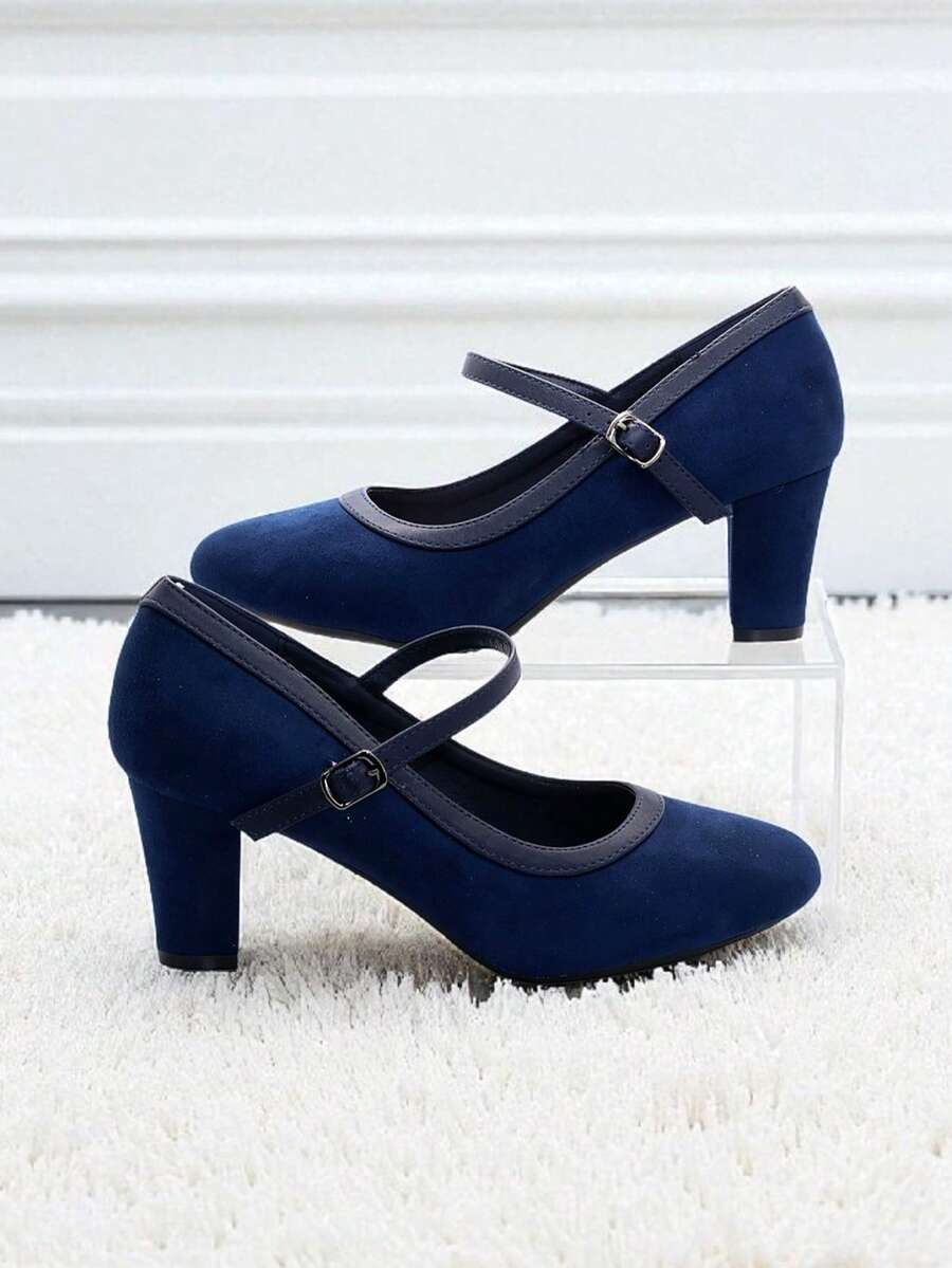 Solid Color Casual Commute Elegant Office Party Holiday - Blue - View 1