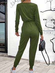 Mono De Mujer Escotado Sexy Comodo y De Moda #SensaciónDelujo #EstiloRomanticoDeSanValentín - Verde Militar N - Ver 4