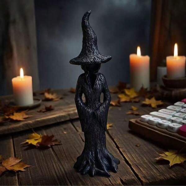 1 pieza Decoración de tocón de árbol de bruja de Halloween, decoración espeluznante para fiesta de brujas en patio exterior